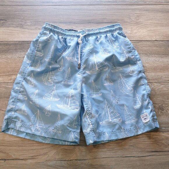 Spicy Tuna Men Sailboat Swim Trunks Mesh Lining Small 26 In Waist FLAW - Picture 1 of 7